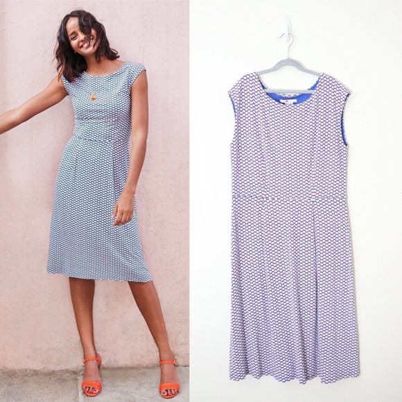 Boden Dresses & Skirts - Boden US 10 Marina Floral Print Jersey Sleeveless Dress Blue Red White